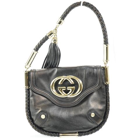 black leather gucci bag with tassel|vintage Gucci bag black leather.